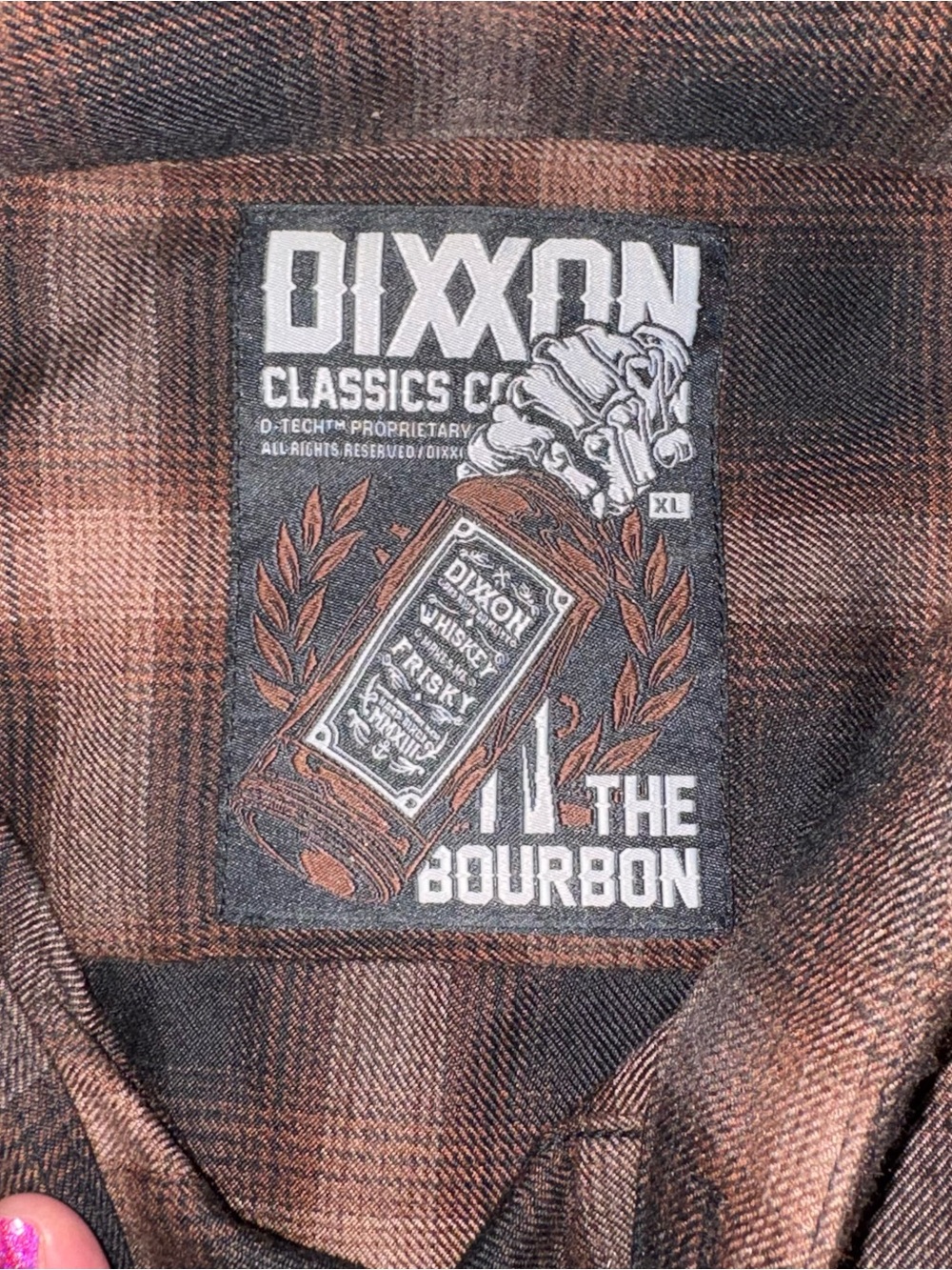 DIXXON | Bourbon Flannel Shirt Mens XL Plaid Long Sleeve Polyester RARE - Picture 7 of 8